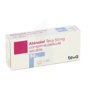 Atenolol Teva 50 Mg, Comprimé Pelliculé Sécable