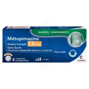 Metopimazine Viatris Conseil 7,5 Mg Sans Sucre, Comprimé Orodispersible édulcoré à L’aspartam