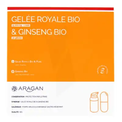 Aragan Gelée Royale & Ginseng Bio 15000 Mg Gelée + Comprimés Fl Pompe Airless/18g + Comprimés à QUINCAMPOIX