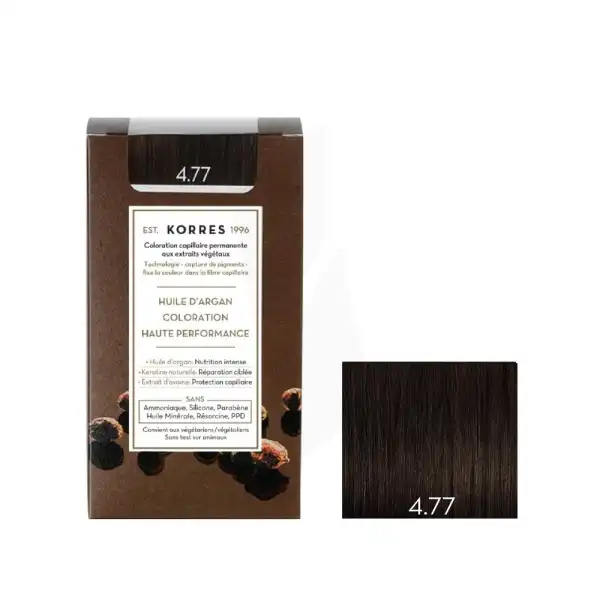 Korres Coloration Permanente à L'huile D'argan 4.77 Châtain Marron Intense Kit