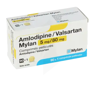 Amlodipine/valsartan Mylan 5 Mg/80 Mg, Comprimé Pelliculé à Paris