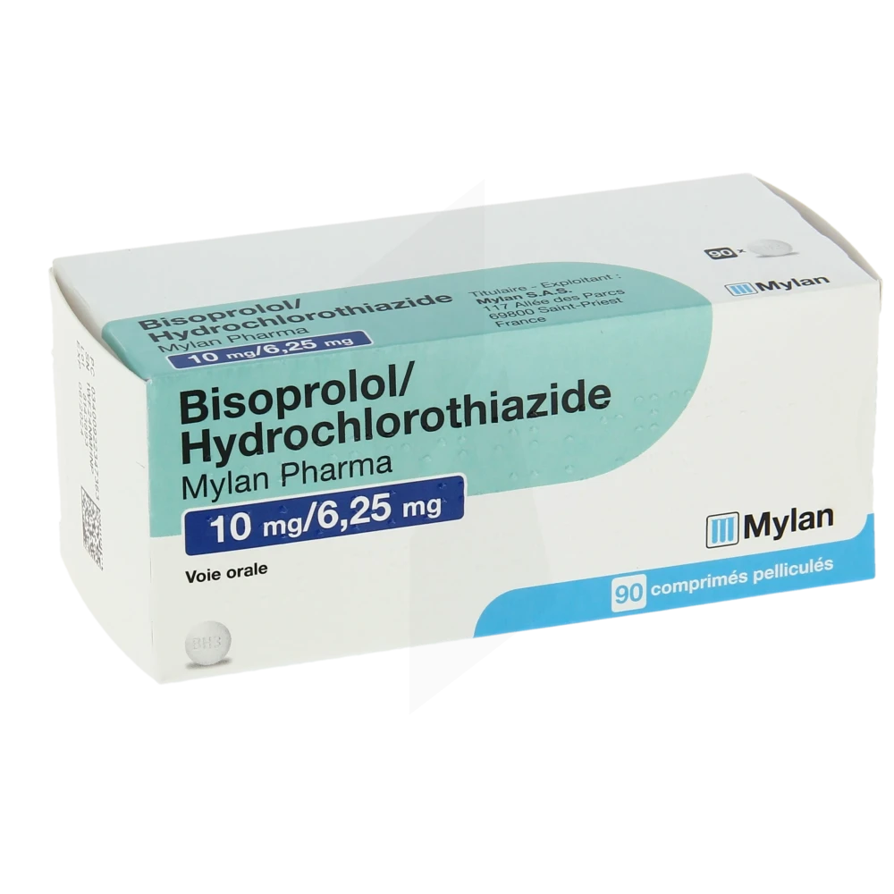 Bisoprolol/hydrochlorothiazide Viatris 10 Mg/6,25 Mg, Comprimé Pelliculé