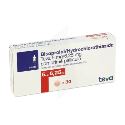 Bisoprolol/hydrochlorothiazide Teva 5 Mg/6,25 Mg, Comprimé Pelliculé à Eysines