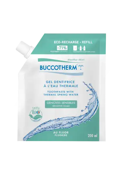 Buccotherm Gel Dentifrice à L'eau Thermale Gencives Sensibles Menthe Bio Éco-recharge/200ml