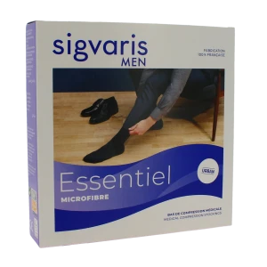 Sigvaris Essentiel Urban Microfibre Bas Auto-fixants Classe 2 Homme Noir Long L