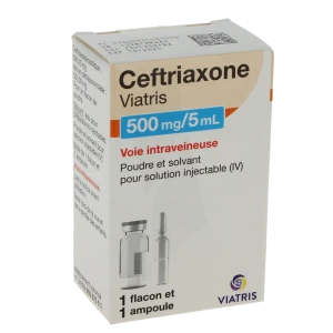 Ceftriaxone Viatris 500 Mg/5 Ml, Poudre Et Solvant Pour Solution Injectable (iv)