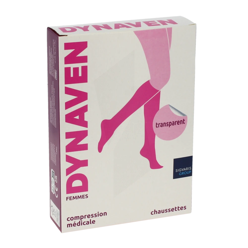 Sigvaris Dynaven Transparent Chaussette Classe 2 Femme Beige Clair Long Xl