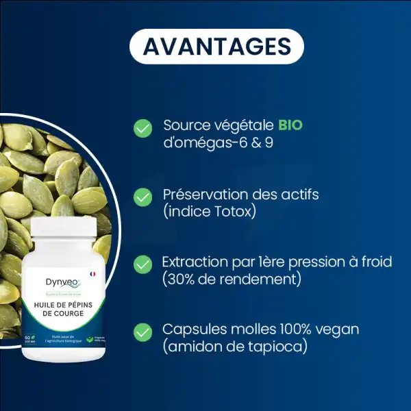 Dynveo Huile De Pepin De Courge 500 Mg 60 Capsules Végétales