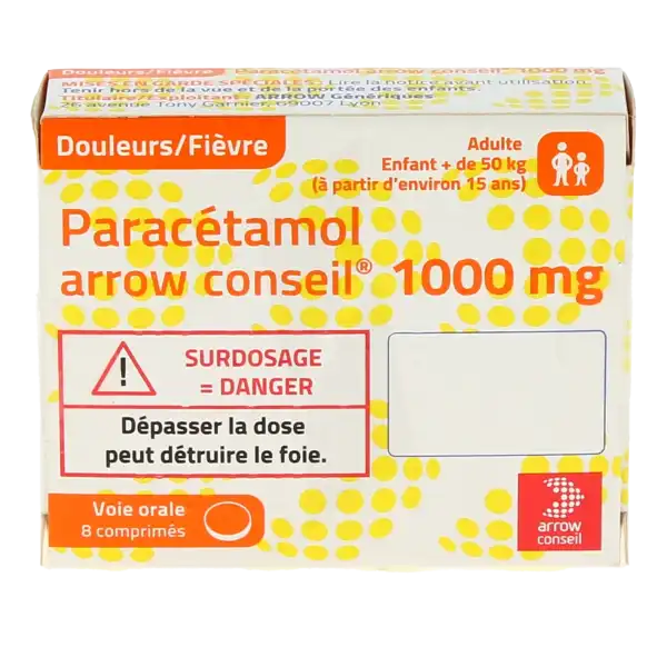 Paracetamol Arrow Conseil 1000 Mg, Comprimé