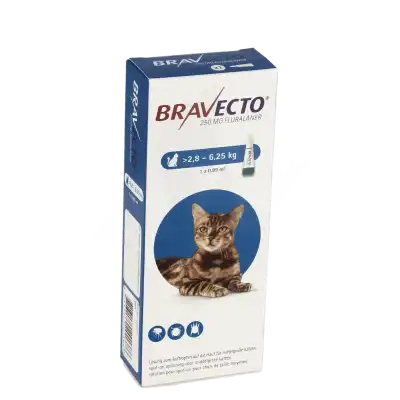 BRAVECTO PLUS 250 mg/12,5mg Solution pour spot-on chat 2,8-6,25kg B/1