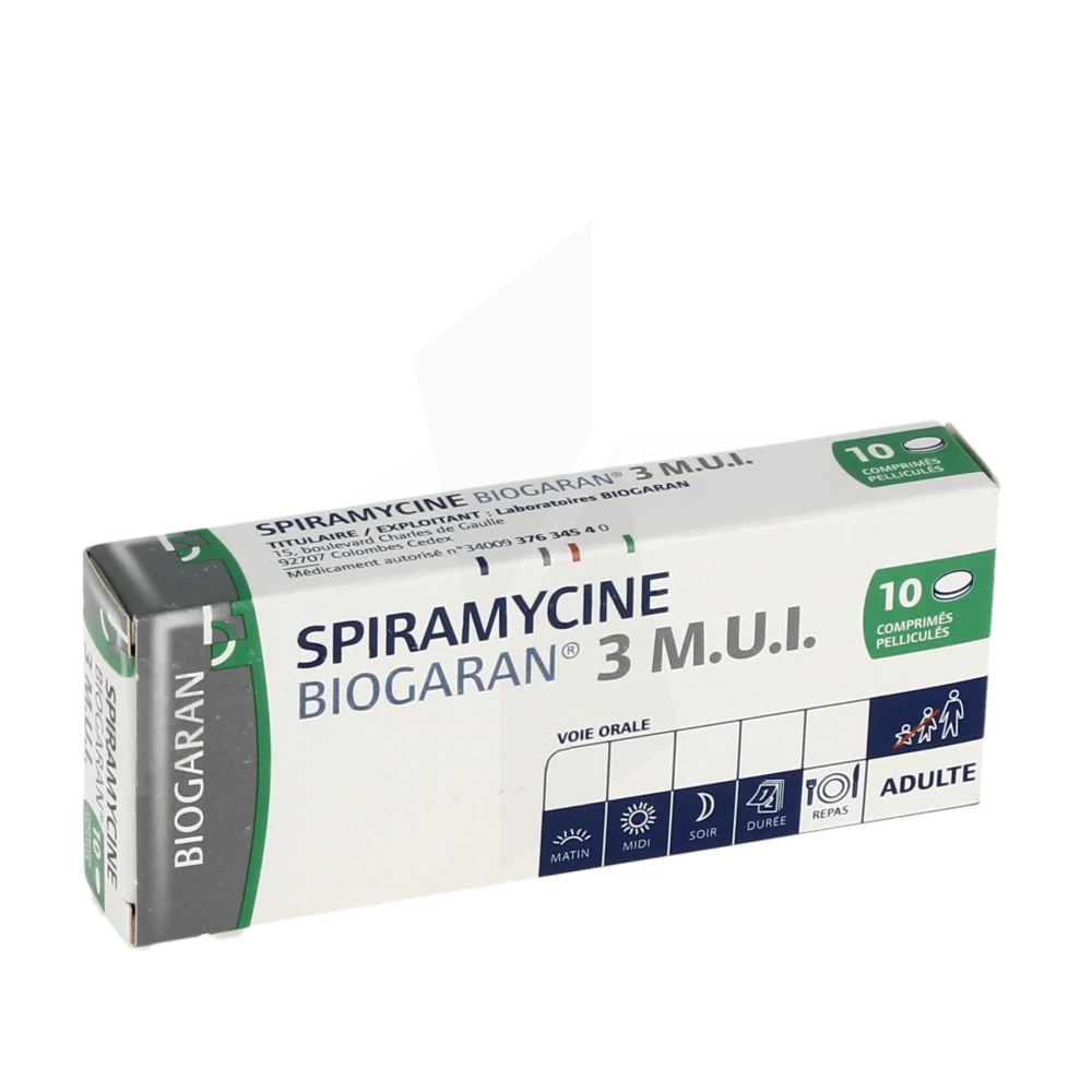 Spiramycine Biogaran 3 M.u.i., Comprimé Pelliculé