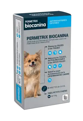 Biocanina Permetrix Pipette Antiparasitaire Très Petit Chien B/3 à CHASSE SUR RHÔNE