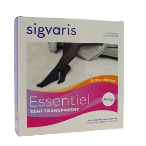 Sigvaris Essentiel Diaphane Semi-transparent Bas Auto-fixants Classe 2 Femme Noir Normal Xxl