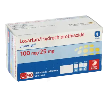 Losartan/hydrochlorothiazide Arrow Lab 100 Mg/25 Mg, Comprimé Pelliculé à Casteljaloux
