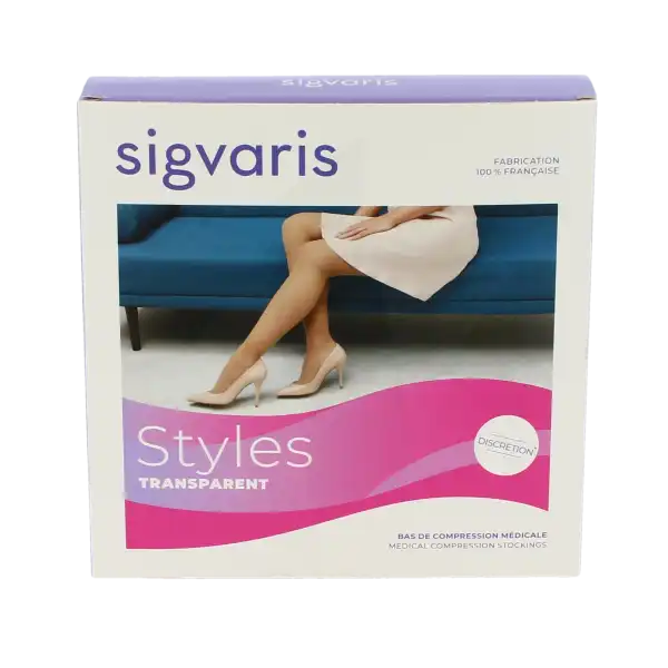 Sigvaris Styles Transparent Bas Auto-fixants  Femme Classe 2 Beige 120 Medium Normal