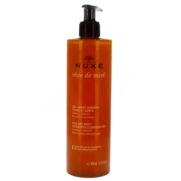 Nuxe Rêve De Miel Gel Lavant Surgras Visage Corps Flacon Pompe De 400 Ml