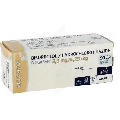 Bisoprolol/hydrochlorothiazide Biogaran 2,5 Mg/6,25 Mg, Comprimé Pelliculé à TOULON