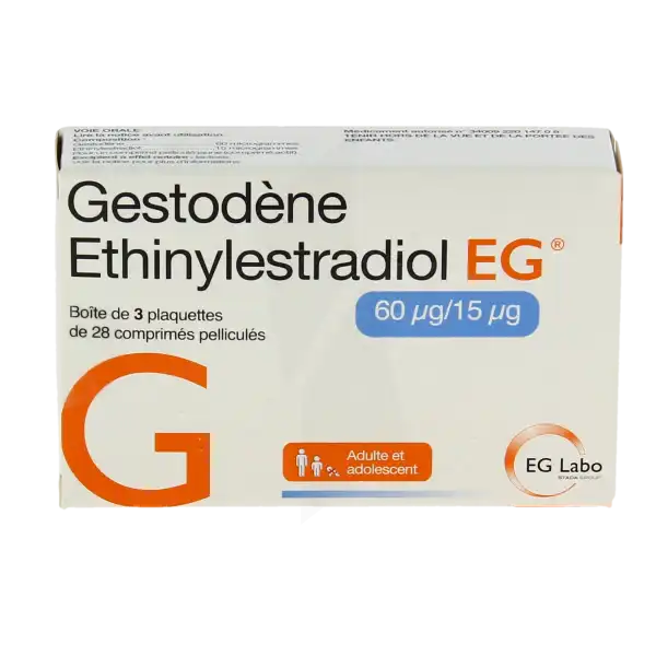 Gestodene/ethinylestradiol Eg 60 Microgrammes/15 Microgrammes, Comprimé Pelliculé