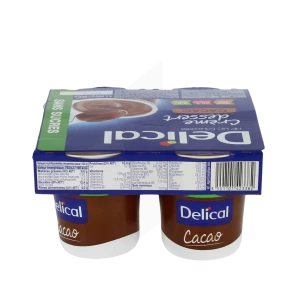 Delical Crème Hp Hc Sans Sucres Nutriment Cacao 4pots/200g