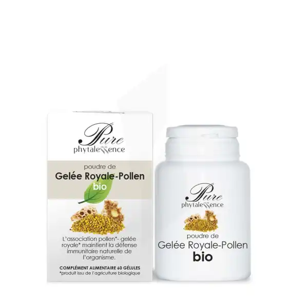 Phytalessence Pure Poudre De Gelée Royale - Pollen Bio 60 Gélules