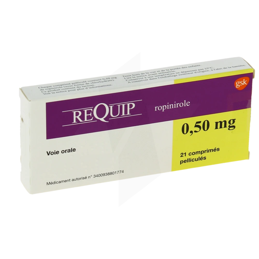 Requip 0,50 Mg, Comprimé Pelliculé