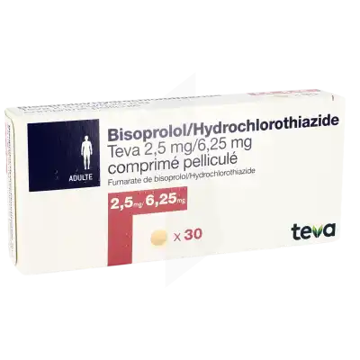 Bisoprolol/hydrochlorothiazide Teva 2,5 Mg/6,25 Mg, Comprimé Pelliculé à Agen