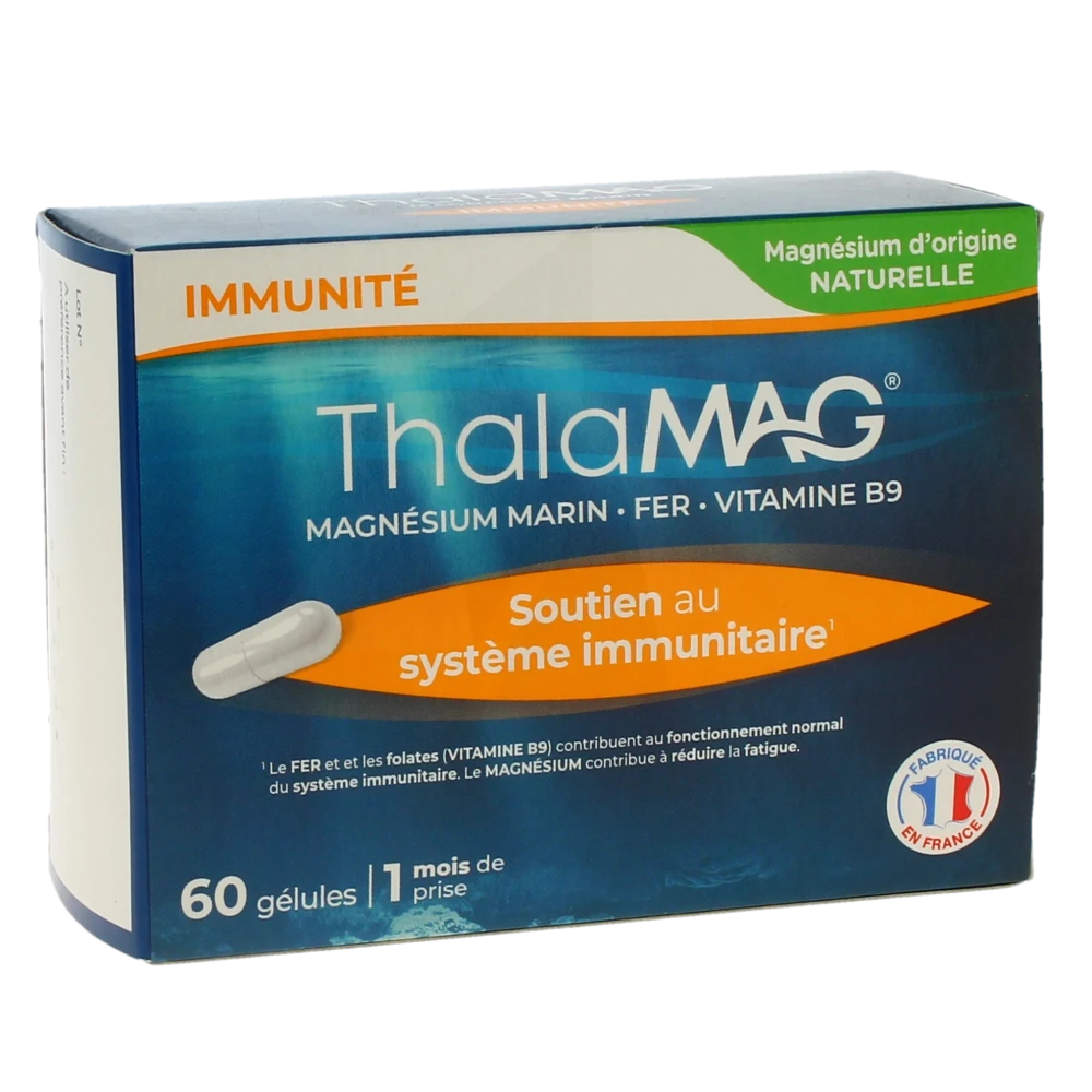 Thalamag Forme Physique & Mentale Magnésium Marin Fer Vitamine B9 Gélules Boîte De 60