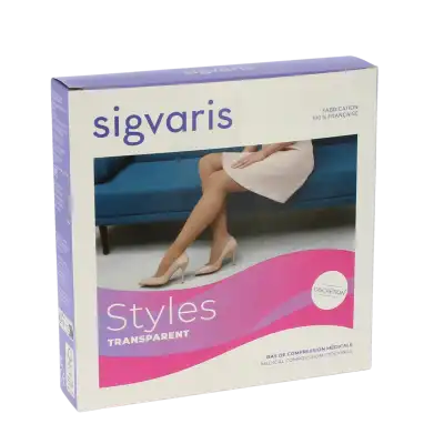 Sigvaris Styles Transparent Bas Auto-fixants  Femme Classe 2 Noir Small Long à Égletons