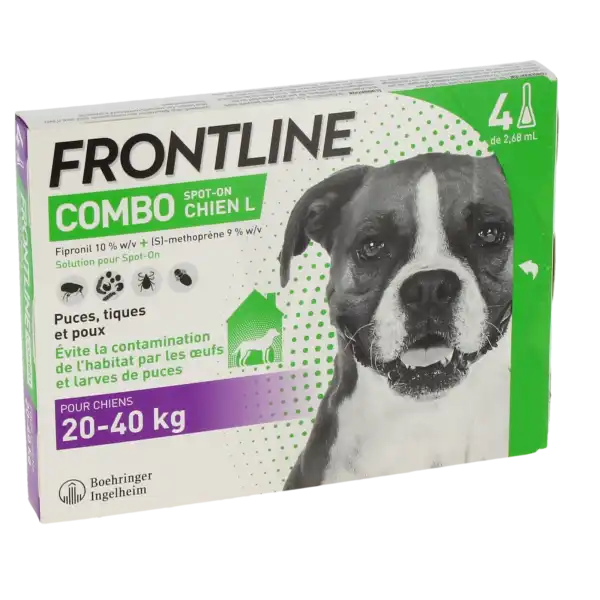 Frontline Combo 268,00 Mg / 241,20 Mg Solution Pour Spot-on Pour Chien L, Solution Pour Spot-on