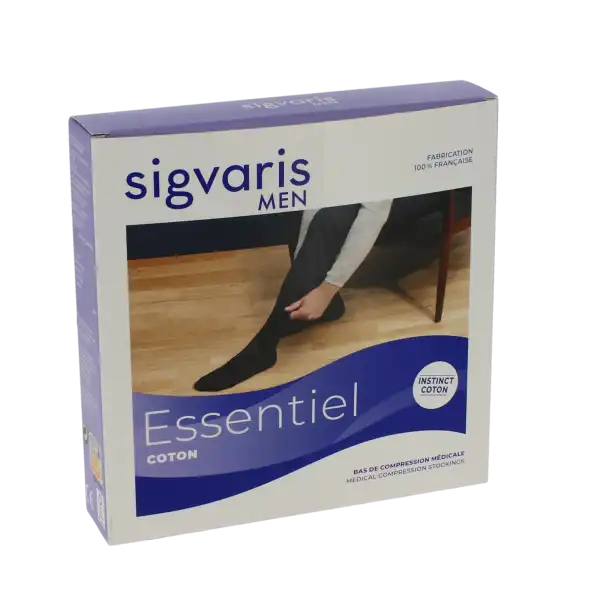 Sigvaris Essentiel Coton Bas Auto-fixants  Homme Classe 2 Noir Large Normal