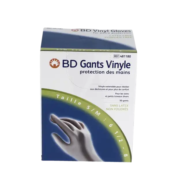 Bd Gants Vinyle, Small - Médium, 6 1/2 - 8, Bt 50