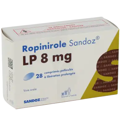 ROPINIROLE SANDOZ LP 8 mg, comprimé pelliculé à libération prolongée