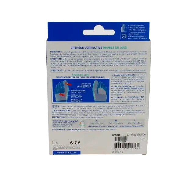 Orthese Corrective Double Epitact A L'epithelium Flex +26 Taille S Pied Gauche