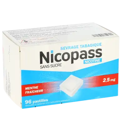 Nicopass Menthe Fraicheur 2,5 Mg Sans Sucre, Pastille édulcorée à L'aspartam Et à L'acésulfame Potassique à Paris