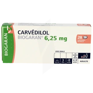 Carvedilol Biogaran 6,25 Mg, Comprimé Sécable