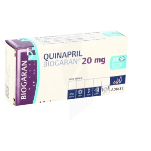 Quinapril Biogaran 20 Mg, Comprimé Pelliculé Sécable
