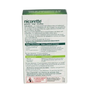 Nicorette Menthe Glaciale 4 Mg Sans Sucre, Gomme à Mâcher Médicamenteuse édulcorée Au Xylitol Et à L'acésulfame Potassique