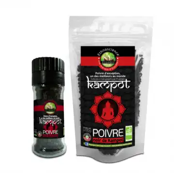 Ecoidées Etnoscience Poivre Noir De Kampot Du Cambodge En Grain Bio Moulin/45g