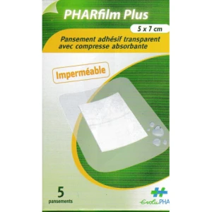 Pharfilm Plus Pansement Adhésif Transparent 5x7cm B/5