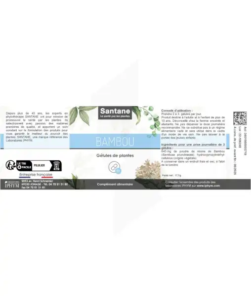 Santane Bambou Gélules De Poudre De Plantes 215mg B/60