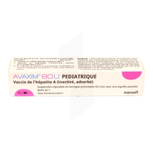 Avaxim 80 U Pediatrique, Suspension Injectable En Seringue Préremplie. Vaccin De L'hépatite A (inactivé, Adsorbé)