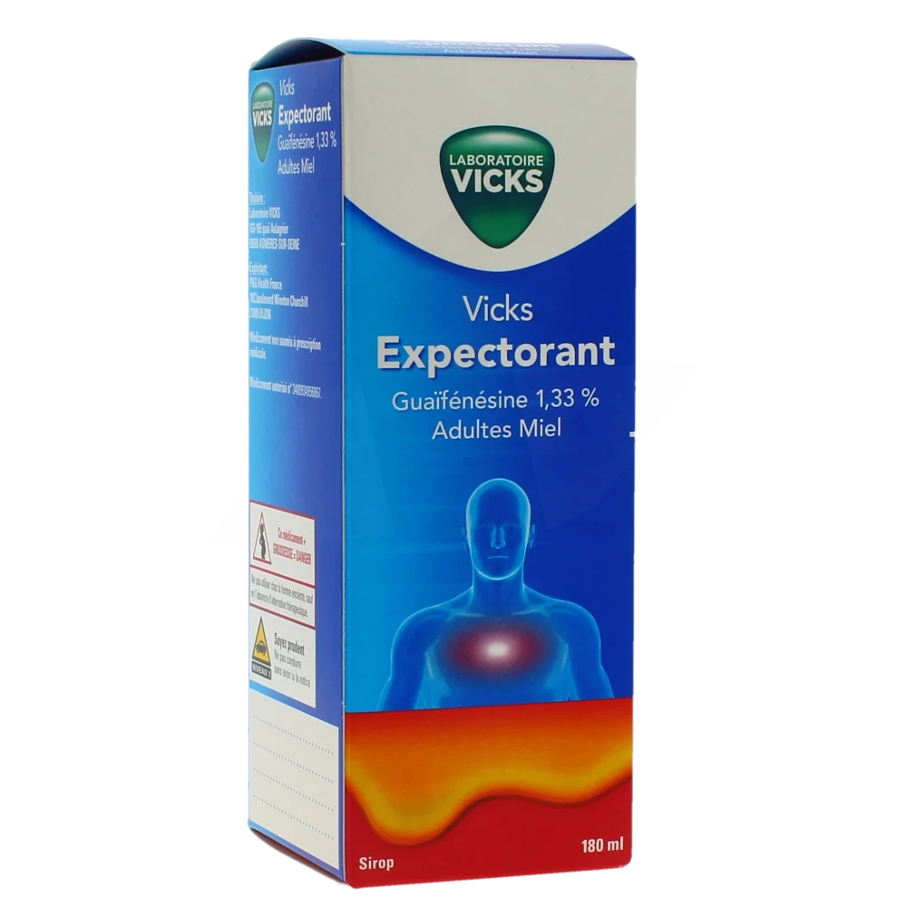 Vicks Expectorant Guaifenesine 1,33 % Adultes Miel, Sirop
