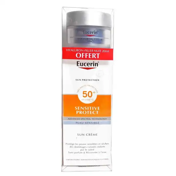 Eucerin Sun Sensitive Protect Spf50+ Crème Visage T/50ml + Mini Hf Nuit Offert