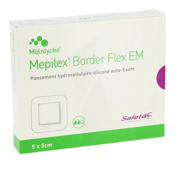 Mepilex Border Flex Em Pansements Hydrocellulaire AdhÉsif StÉrile SiliconÉ 5x5cm B/10
