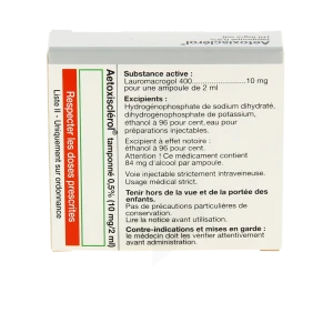 Aetoxisclerol 0,5% (10 Mg/2 Ml), Solution Injectable