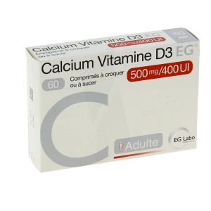 Calcium Vitamine D3 Eg 500 Mg/400 Ui, Comprimé à Croquer Ou à Sucer