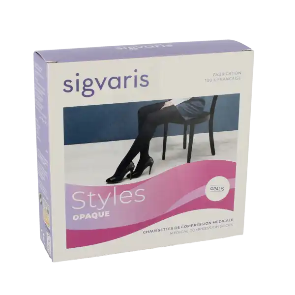 Sigvaris Styles Opaque Chaussettes  Femme Classe 2 Bleu Marine Medium Long