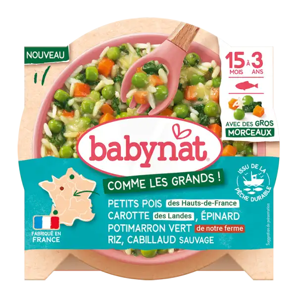 Babybio Babynat Alimentation Infantile Petits Pois Carotte épinard Potimarron Assiette/200g