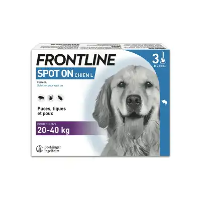 Frontline Solution Pour Spot-on Chien L (20-40kg) 3 Pipettes De 2.68ml à Lavernose-Lacasse