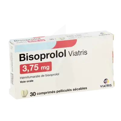 BISOPROLOL VIATRIS 3,75 mg, comprimé pelliculé sécable
